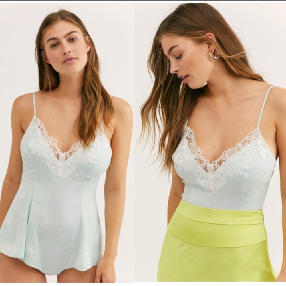 Free People Luella Lace Trim Sexy Bodysuit NWT